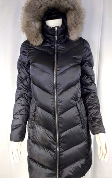 Michael Kors down parka puffer coat fur hood XS